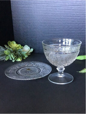 Vintage Duncan Miller Sandwich Pattern Candy Dish and Mint Plate